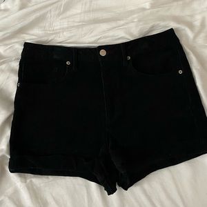 Black corduroy high waisted shorts